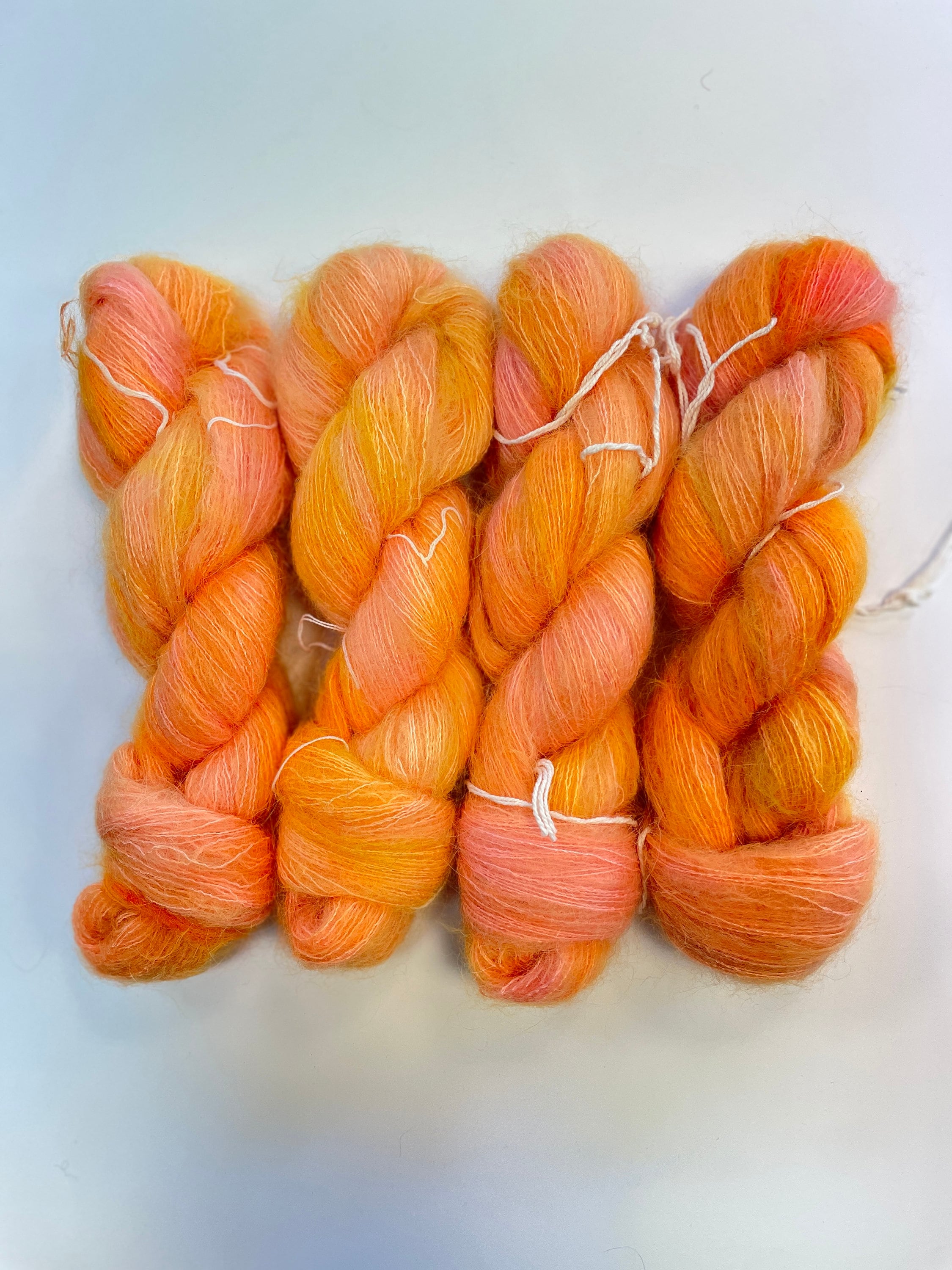 BURNT ORANGE - Hand Dyed Yarn - Superkid Mohair And Silk - Lace Weight -  50g Skein