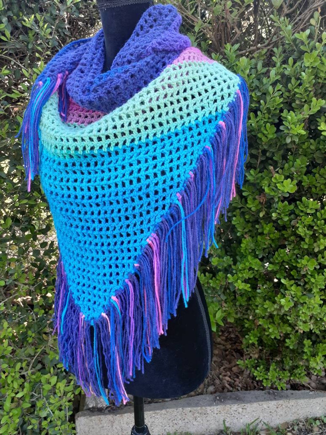 Triangle Scarf ,beach Cover Up, Handmade Crochet Scarf, Triangle Scarf