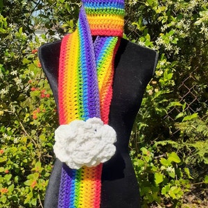 Rainbow scarf with realistic clouds,adult scarf,rainbow,clothing,scarf,women's scarf,Japanese fashion ,Harajuku Rainbow,cute gift for mom