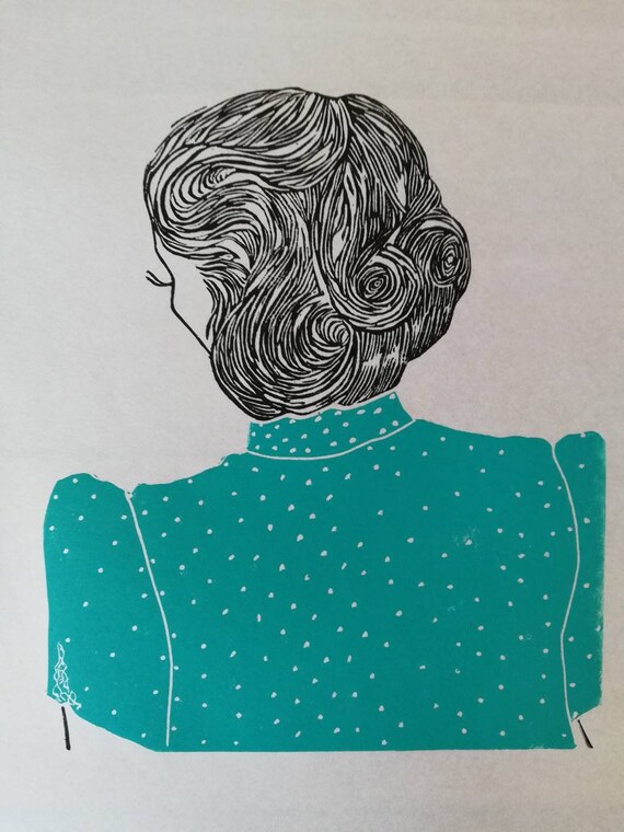 Victory Rolls 1. Vintage Hair Linocut Print. Vintage Hair. - Etsy