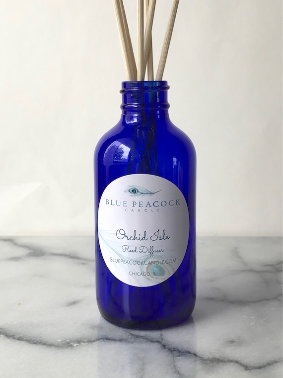 Orchid Isle Reed Diffuser Scented Room Deodorizer Air Freshener Bluepeacockcandle