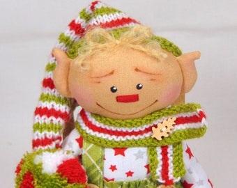 Christmas Elf Doll, Christmas Decoration, Blonde Hair Elf, Handmade Gift, Elf Decor