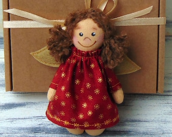 Handmade Christmas Angel Doll, Christmas Tree Ornament, Christmas Home Decor, Little Angel Cloth Doll