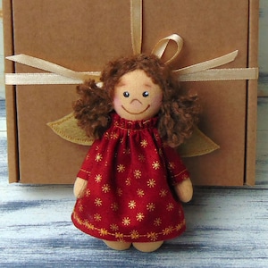 Handmade Christmas Angel Doll, Cotton Fabric Ornament