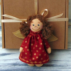 Handmade Christmas Angel Doll, Christmas Tree Ornament, Christmas Home Decor, Little Angel Cloth Doll