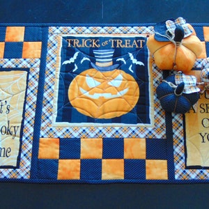Handmade Halloween Quilted Table Runner: Spooky Glow-in-the-Dark Decor