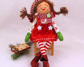 Handmade Christmas Girl Elf, Holiday Home Decor