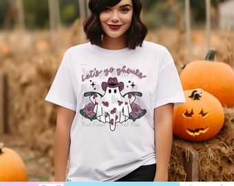 Let's go ghouls ghost cow print country western Sequin - digital design- PNG- 300 DPI