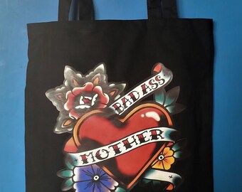 Bad Ass Mother Tote Bag - Black - 100% Cotton