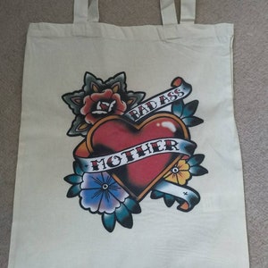 Badass Mother Tote Bag - 100% Cotton - Mother's Day - New Mum - Mom - Baby Shower image 1