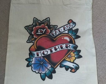Badass Mother Tote Bag - 100% Cotton - Mother's Day - New Mum - Mom - Baby Shower