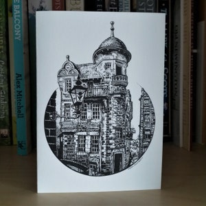 Biglietto di auguri - The Writers' Museum, Edimburgo, Scozia - Illustrazione a penna e inchiostro di Kiera Docherty