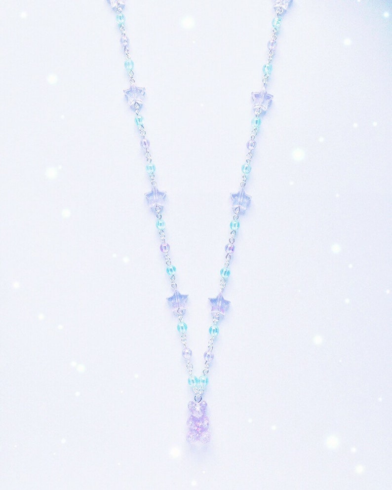 Cute Pastel Beaded Gummy Bear Necklace Fairy Kei Sweet Etsy