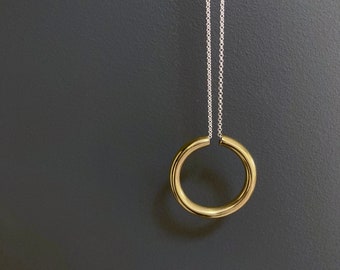 BAR Circle - necklace silver and copper or brass and copper | copper modern jewelry | geometric copper necklace