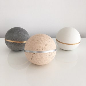 Geometric Concrete Copper Decor Sculptures 6cm, Concrete Sphere, paperweight, beton bookend image 3