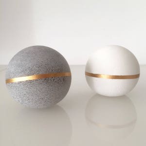 Geometric Concrete Copper Decor Sculptures 6cm, Concrete Sphere, paperweight, beton bookend image 1