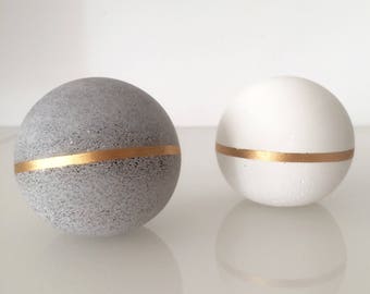 Geometric Concrete Copper Decor Sculptures 6cm, Concrete Sphere, paperweight, beton bookend