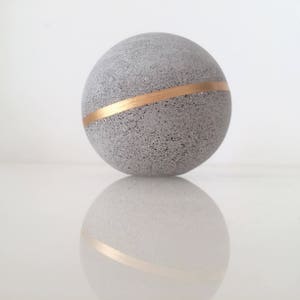 Geometric Concrete Copper Decor Sculptures 6cm, Concrete Sphere, paperweight, beton bookend image 5