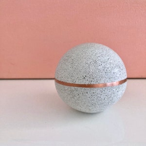 Geometric Concrete Copper Decor Sculptures 6cm, Concrete Sphere, paperweight, beton bookend image 10
