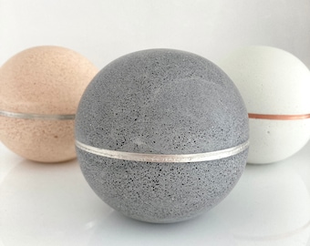 Geometric Concrete Copper Decor Sculptures 10cm, Concrete Sphere, paperweight, Concrete bookend