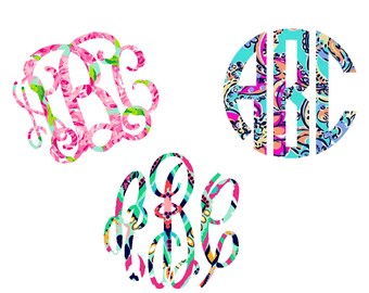 Lilly Monogram Decal | Yeti Monogram | Preppy Monogram | Car Decal | Pattern Monogram | Monogram Sticker