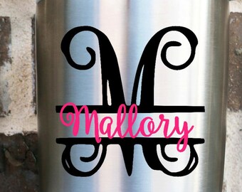 Split Letter Vine Monogram Decal - Monogram decal - Yeti Decal - Car Decal - Name decal - Letter Decal - Name Sticker - Monogram Sticker