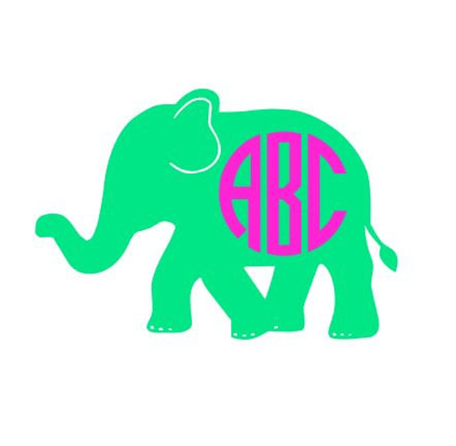 Elephant Monogram Decal 1 Color 2 Color Monogram Decal Etsy