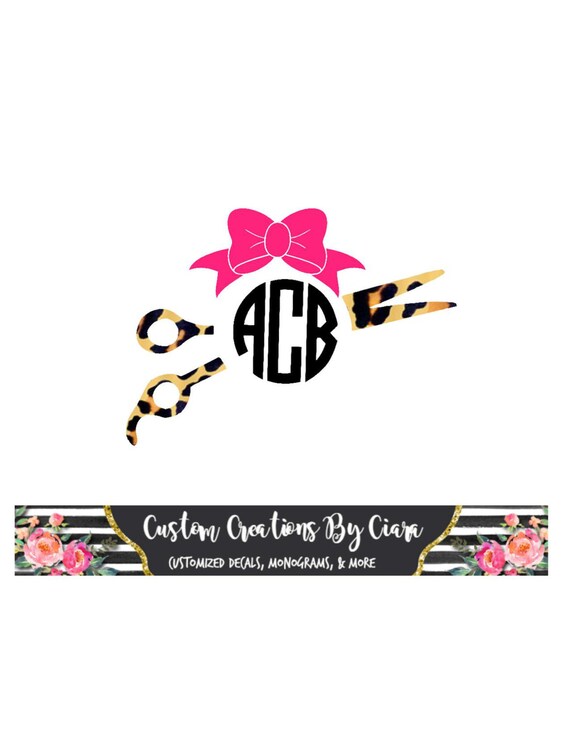 Cheetah Hairstylist Monogram Decal Cheetah Cosmetologist Etsy