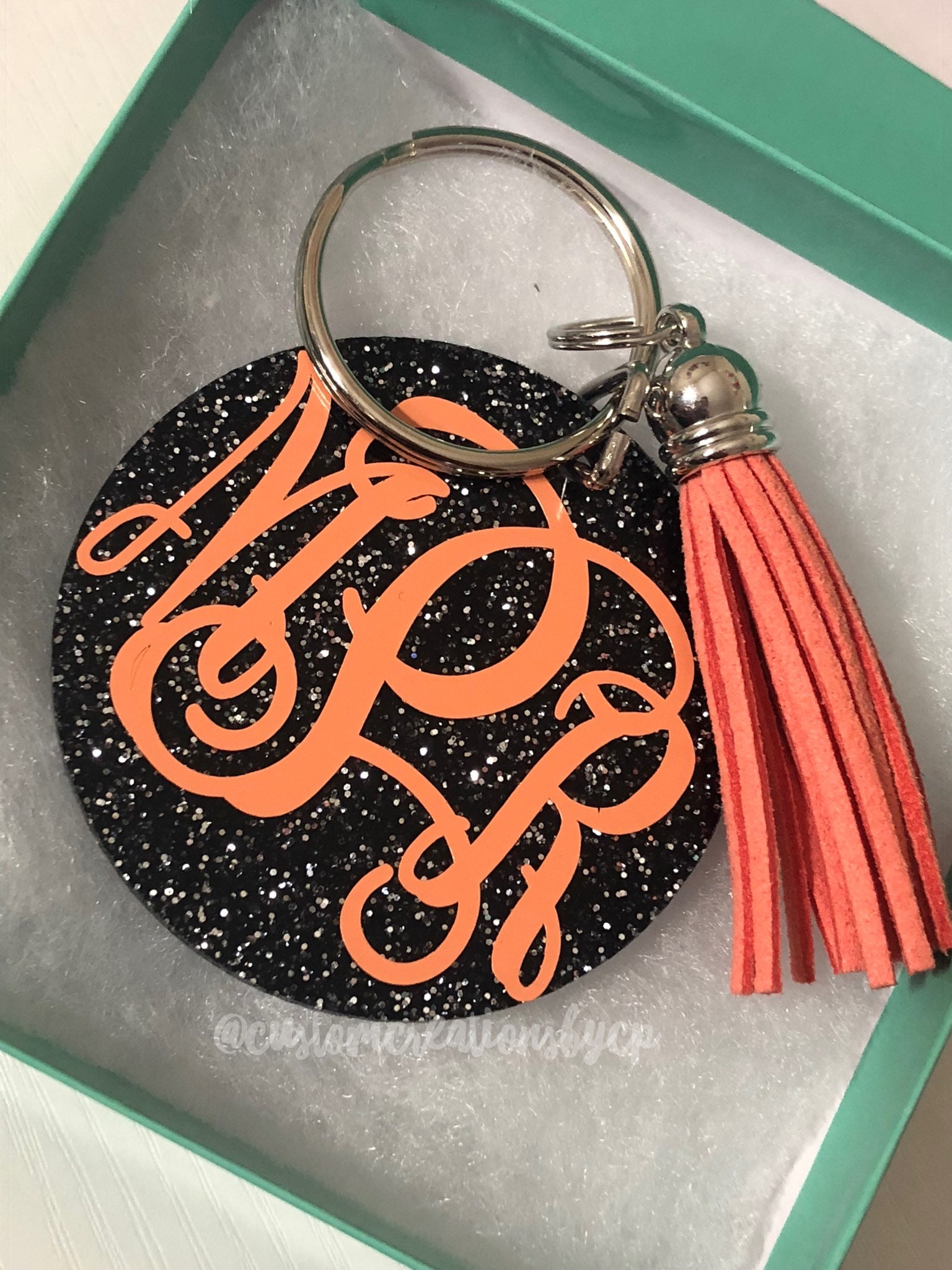 Glitter Monogram Keychain Personalized Key Chain Etsy