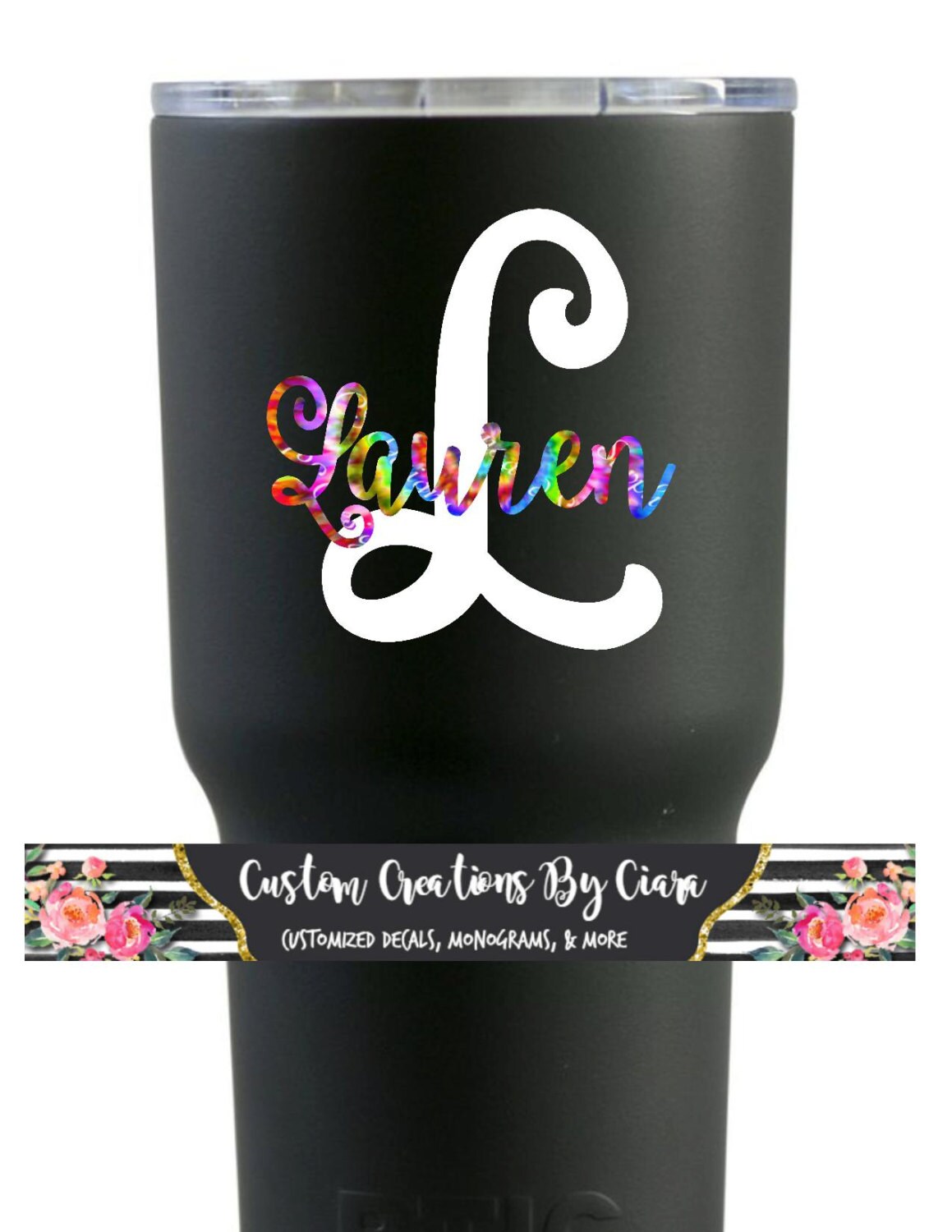 Tie Dye Letter With Name Vinyl Decal Monogram Name Decal Car Etsy