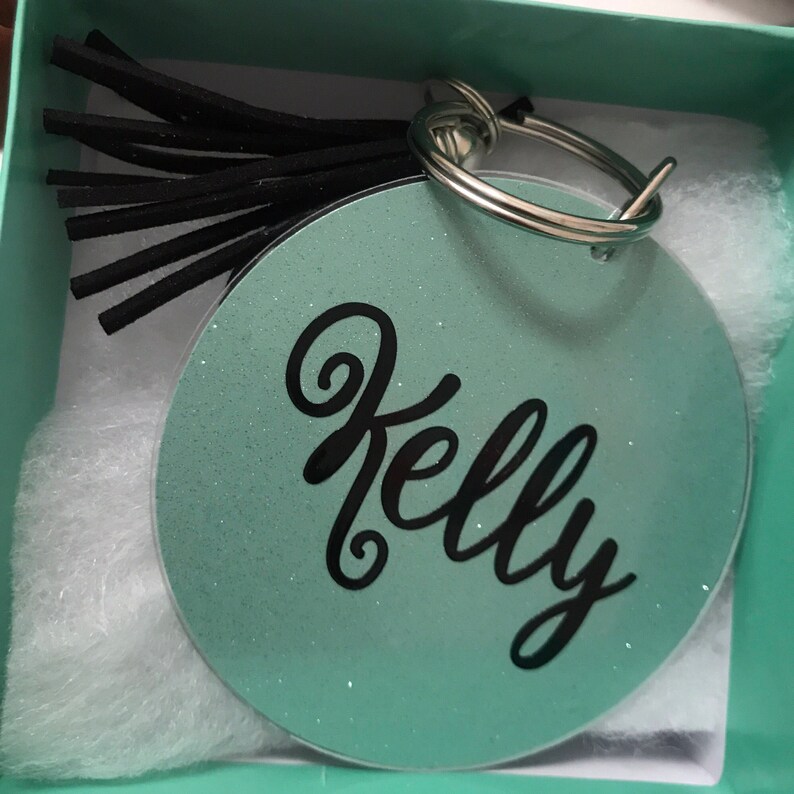 Glitter Monogram Keychain Glitter Keychain Tassel Keychain Etsy