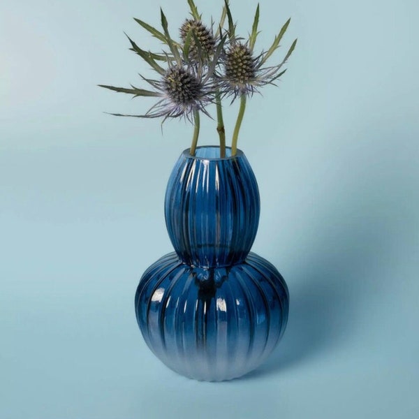 Faceted Frosted Vase Indigo Blue | plants | flowers | planter | farmhouse | coastal grandma | boho | home decor | modern | gift idea | zen