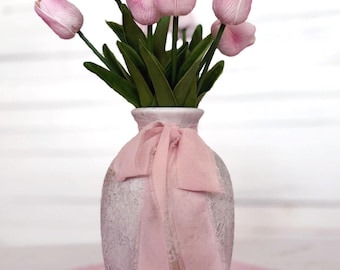 Light Pink Tulip Bundle – Spring Flowers, Cottagecore Timeless, Farmhouse Table Decor, Centerpiece