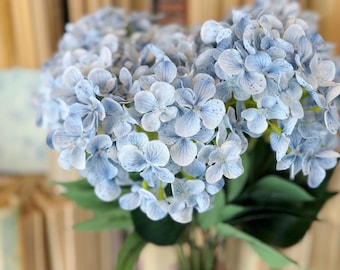 Light Blue Hydrangea Bush – Spring Flowers, Cottagecore Timeless, Farmhouse Table Decor, Centerpiece