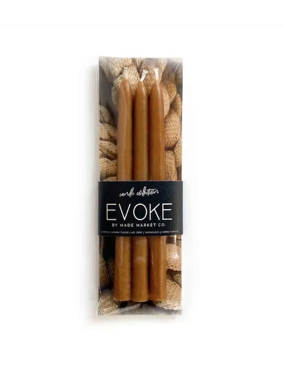 Camel Skinny Taper Candles Set, Hand-Dipped Smokeless No Drip, 6"/10"