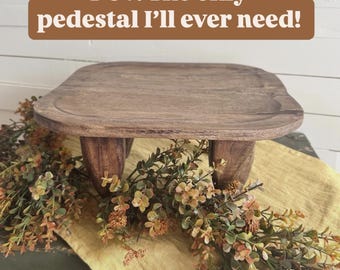 Square Primitive Stool, Hand-Carved Wooden Stool, Rustic Accent Stool, Vintage Wood Stool, Decorative Wooden Stool, Home Decor
