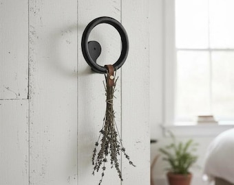 Gancho de pared metálico pequeño y redondo, moderno, minimalista, para entrada, de metal negro, para organizar el hogar.