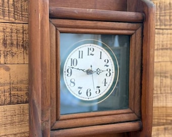 Vintage Wooden Wall Clock – Rustic Farmhouse Decor (1980's)