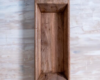 Hand-Carved Wooden Dough Bowl, Rustic Farmhouse Centerpiece