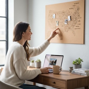 USA Cork Pin Map, Travel Tracker Wall Art, Personalized Map for Travelers, Home Decor, Gift for Travel Lover, Wall Decor for Office