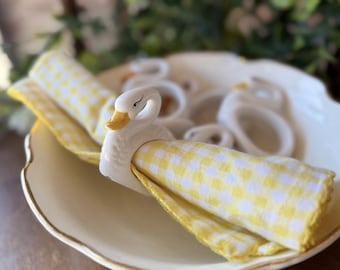 Vintage Swan Napkin Rings Set of 6 Ceramic Goose Table Decor Cottagecore Table Setting Entertaining Collectible