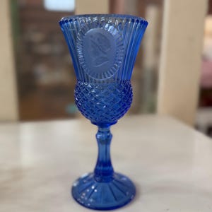Vintage Avon Glass Goblet, Cobalt Blue, Antique Decor, Candle Holder, Wine Glass, Bridgerton, Home Decor, Unique Gift, Statement Piece