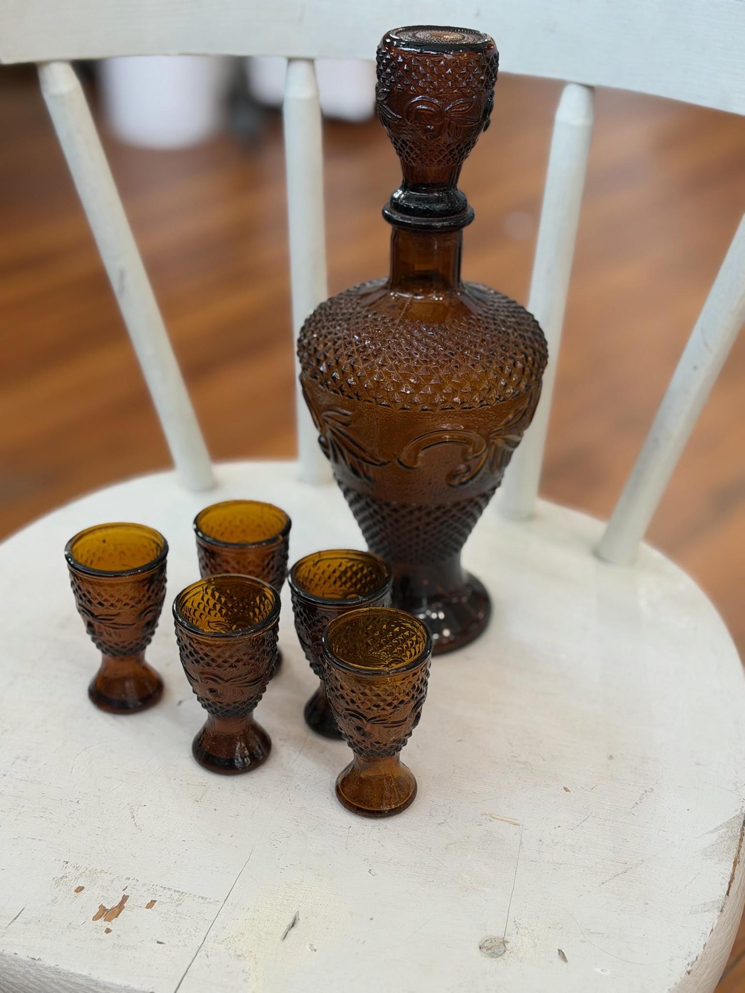 Mid Century Amber Glassware Decanter - Etsy