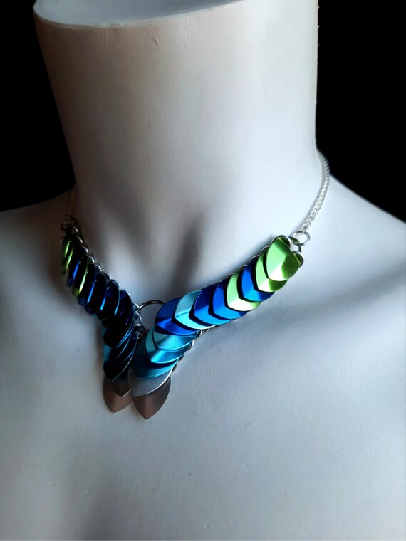 light blue and light green choker