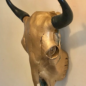 Bison Skull Real Bone Gold Finish image 4