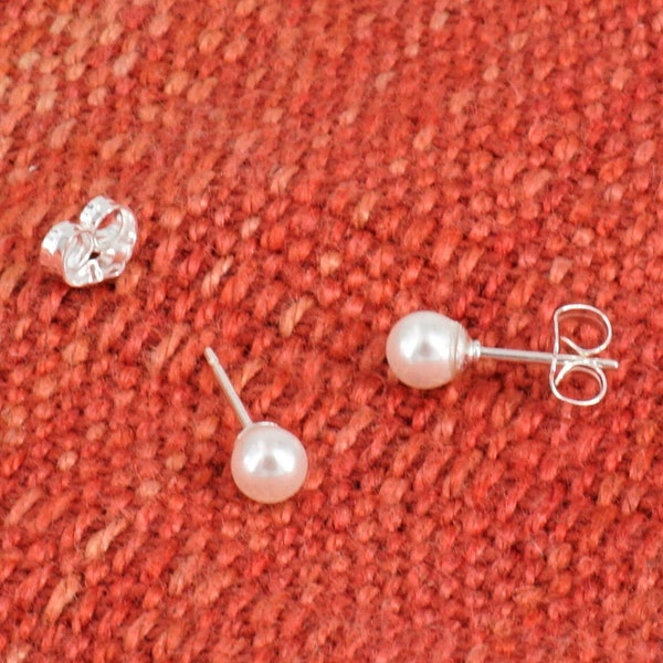 Shell Pearl Earrings: Super Awesome Studs | 3mm-8mm Sizes | Titanium, Silver, Gold | Faux Pearls | Affordable Lustrous Jewels 073