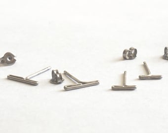7mm & 11mm Staple Earrings | Hypoallergenic | Titanium, Sterling Silver, Gold Fill | Minimalistic Everyday 054
