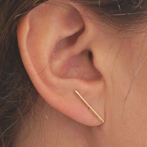 14k Gold 3/4" Staple Stud Earring 19mm Solid Sterling Silver Gold Filled Rose Gold Filled Earrings T Bar earrings bar jewelry minimalist 041