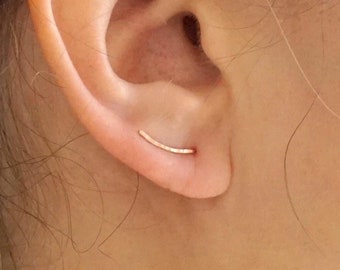 Curved Hammered Ear Climber Earring 14k Gold Fill Rose Gold Fill Sterling Silver Minimal jewelry threader jewelry Everyday earrings 058