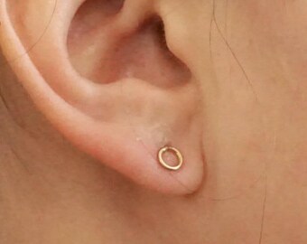 5mm Open Circle Earrings in Sterling Silver, 14k Gold-Filled, and Rose Gold-Filled - Ideal for Sensitive Ears - Patination Designs 017